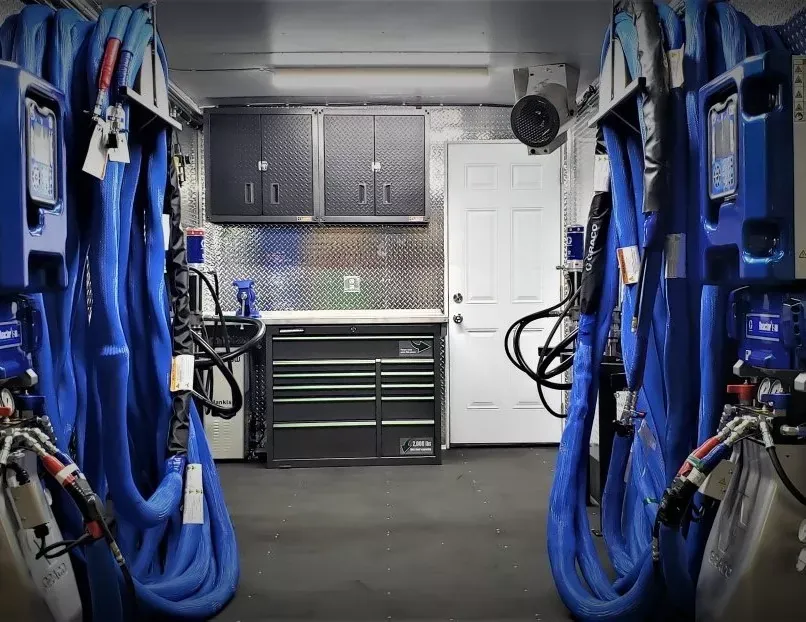 Interior of a custom mobile spray foam rig